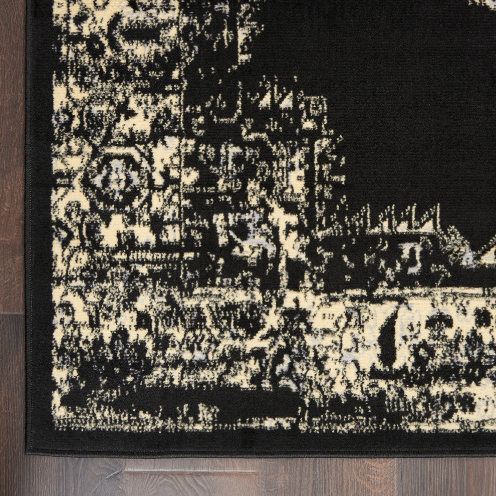 Nourison Grafix 2'3" x 7'6" Black Vintage Indoor Area Rug