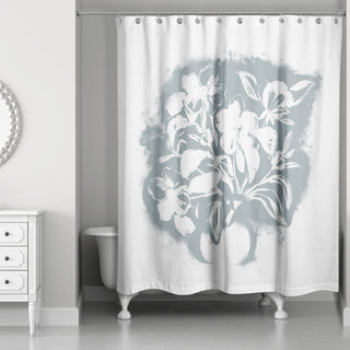 Blue Spray Paint Floral 71"x74" Shower Curtain
