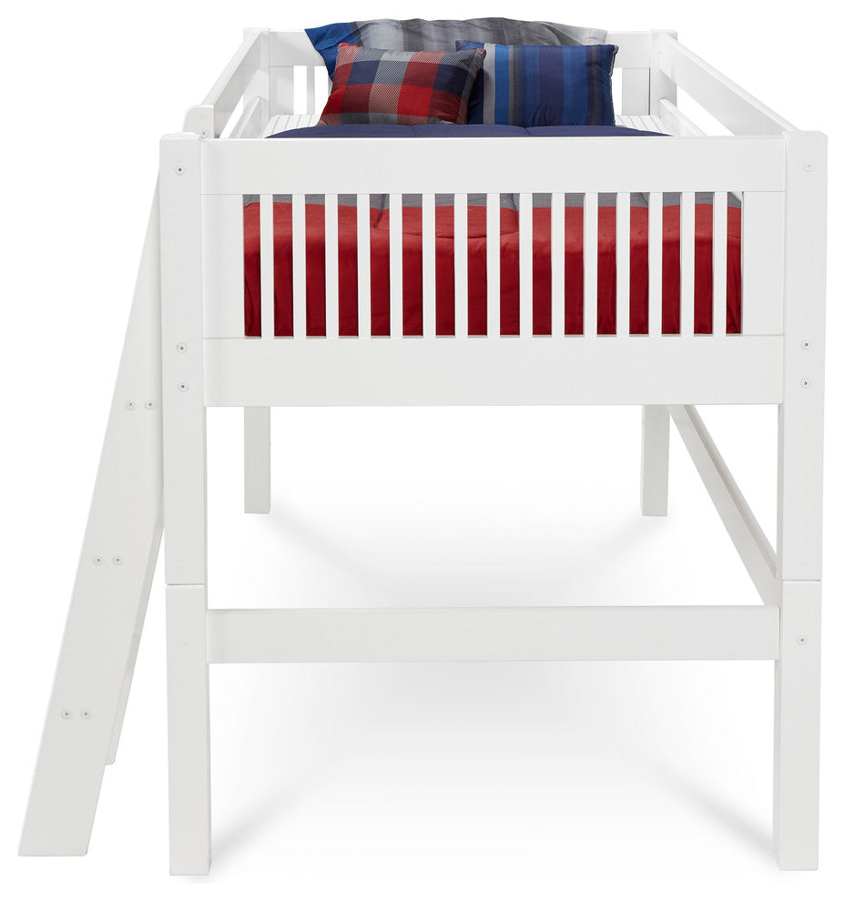 Camaflexi Twin, Low Loft Bed, Mission Headboard, White Finish