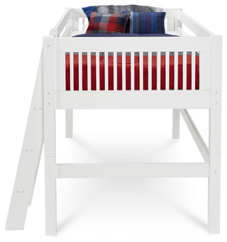 Camaflexi Twin, Low Loft Bed, Mission Headboard, White Finish