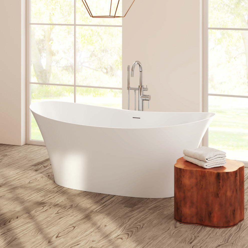Perlato Alessandria 68" Eco-Lapistone Soaker Tub, White