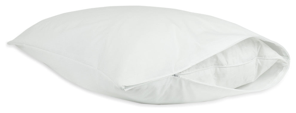 Plain Pillow Protectors, Zipper, Queen, White, Set of 2