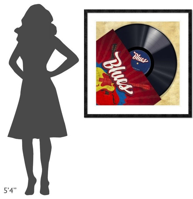 "Vinyl Club, Blues" Framed Digital Print by Steven Hill, 38"x38"