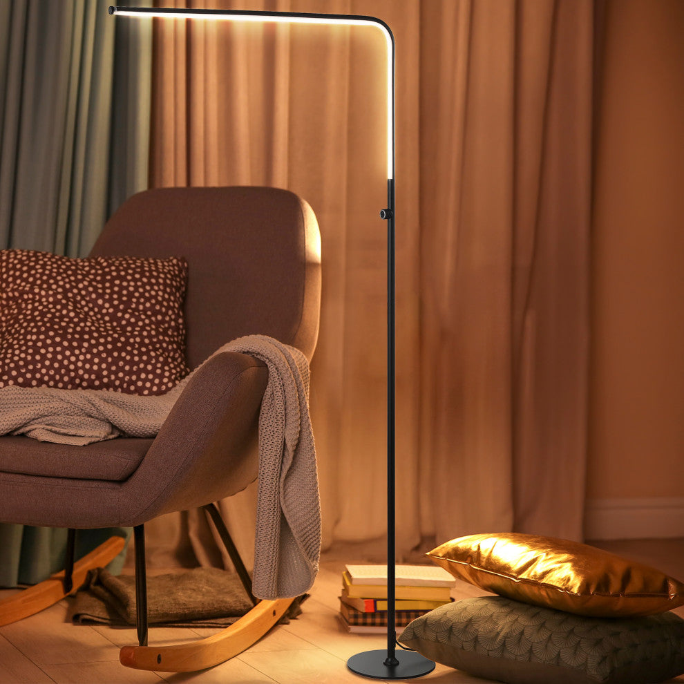 Natalie 63" LED Integrated Floor Lamp, Black