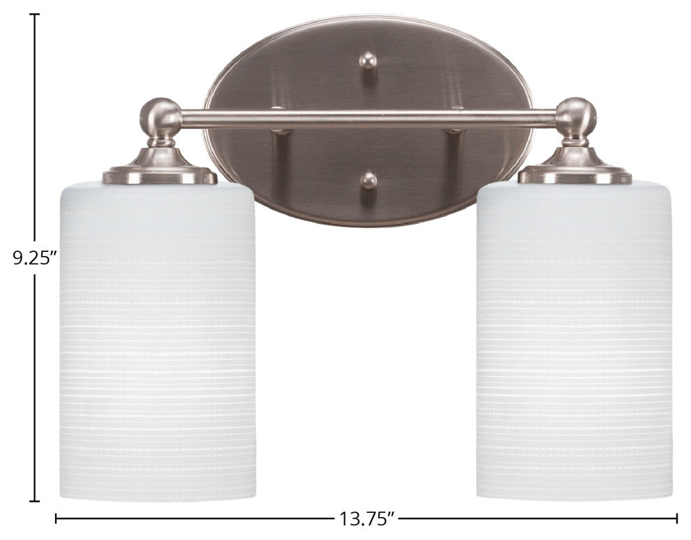 Capri 2-Light Bath Bar, Brushed Nickel/White Matrix
