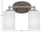 Capri 2-Light Bath Bar, Brushed Nickel/White Matrix
