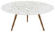 Walnut White Lippa 36" Round Artificial Marble Coffee Table with Tripod Base