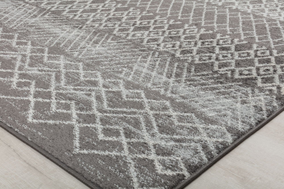 Cove Nocturne Gray Moroccan Tribal Gray Area Rug, 8'3"x10'0"