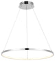Circulo Metal Round Modern LED Pendant, Chrome, Width: 23.75"