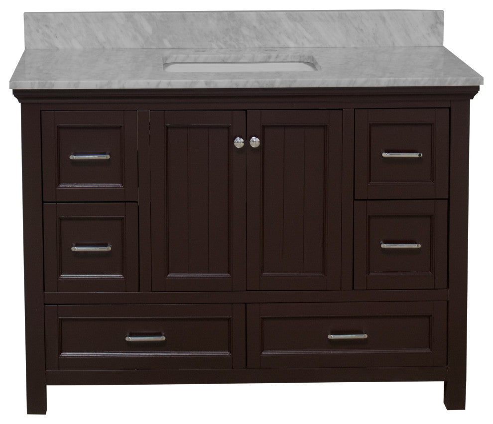 Paige 48" Bathroom Vanity, Chocolate, Carrara Marble