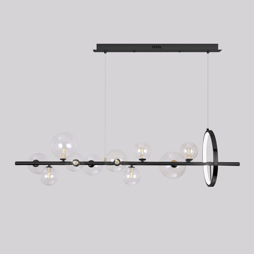 Bubi Modern Black Island Pendant Light for Kitchen 10-Light Globe Glass Shade