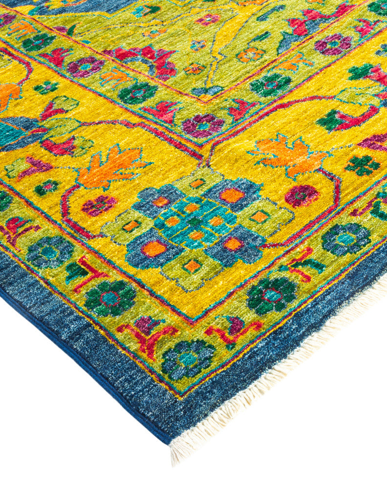 Eclectic, One-of-a-Kind Handmade Area Rug Blue, 13' 10" x 7' 10"