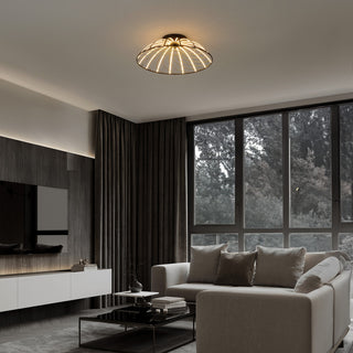 Ambros Industrial Metal Dimmable Stripe Half-Cage Integrated LED Flush Mount