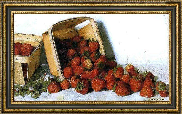 Joseph Decker Strawberries Framed Premium Canvas Print, 14"x28"