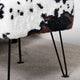 Animal Faux Fur Ottoman, Cows Flowers, 17x17x17