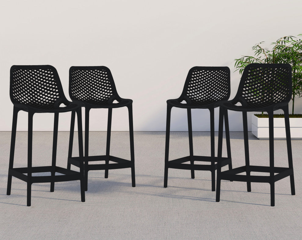 Mykonos Outdoor Patio Stool (Set of 4), Black