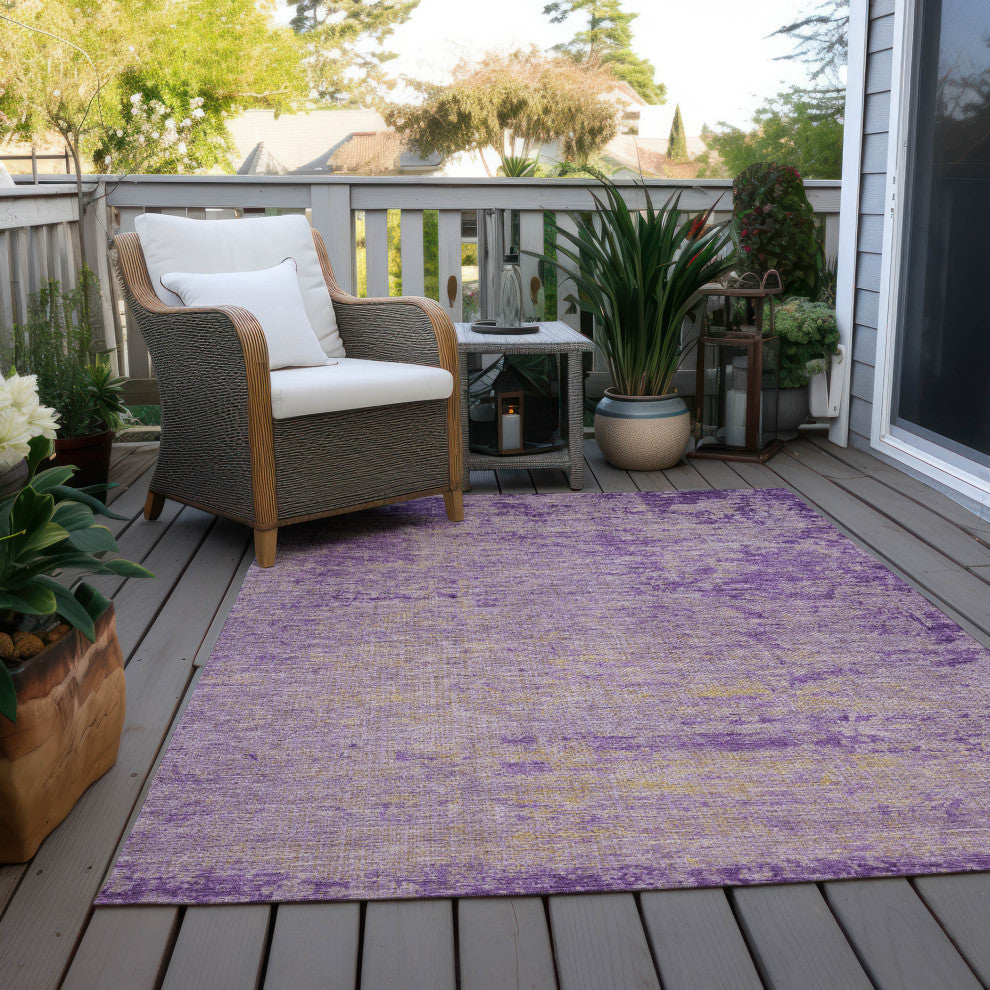 Machine Washable Indoor/Outdoor Chantille ACN1901 Purple 3' x 5' Rug