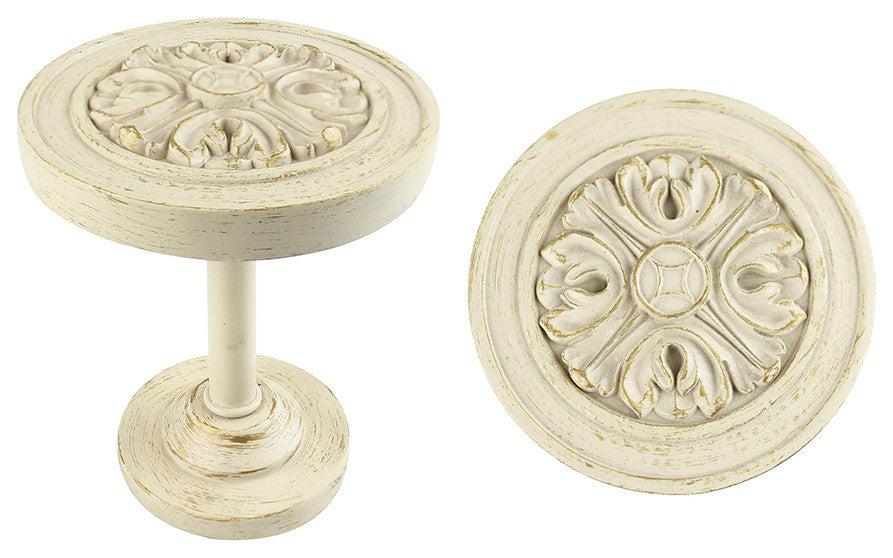 Hamlin Drapery Medallion Holdback, Gilded French White