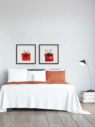 Red Gift Boxes Diptych, 2-Piece Set, 12x12