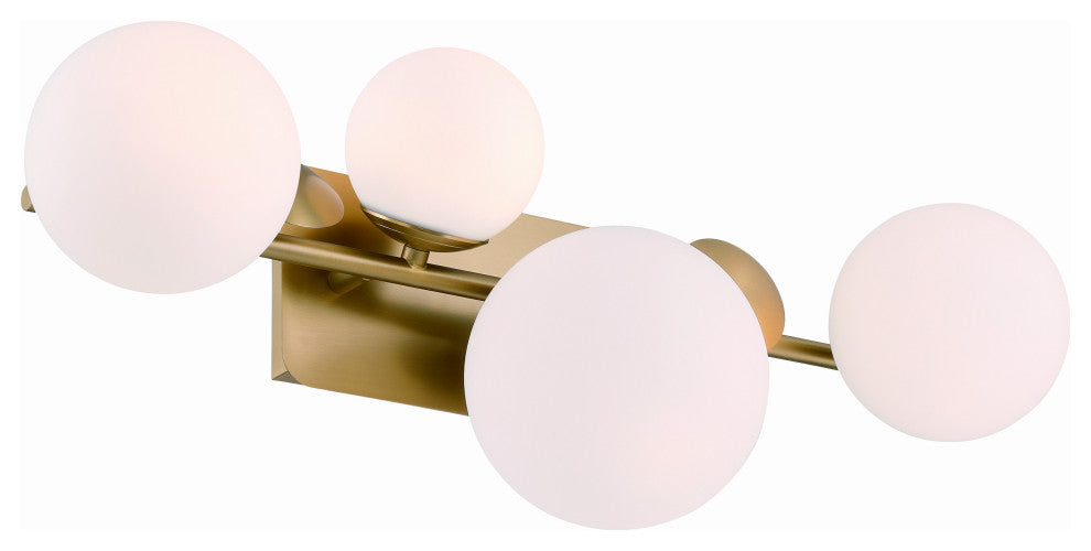 Vine, Vanity, 4Lt, Gold, Opal Glass