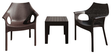 Carina Chairs & Trillia Table Resin Patio Set, Brown
