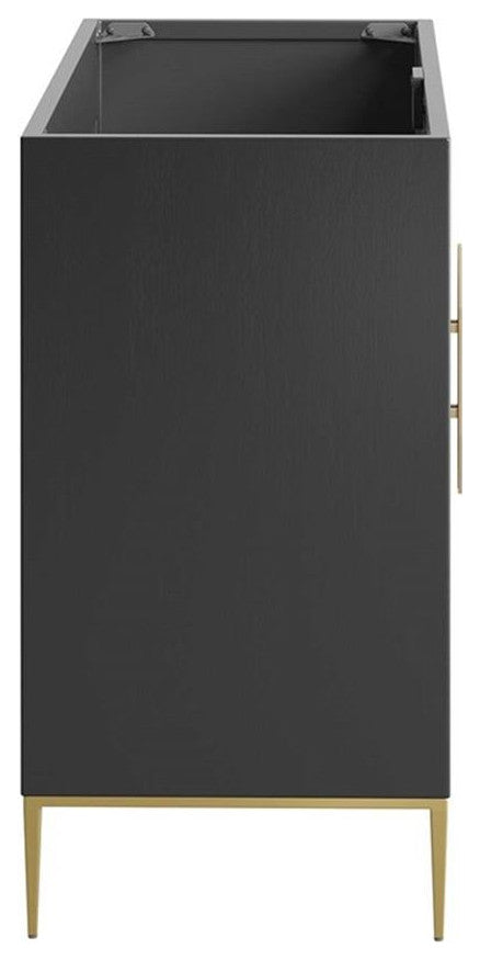 Modway Awaken 48" Solid Wood and MDF Bathroom Vanity Cabinet in Black
