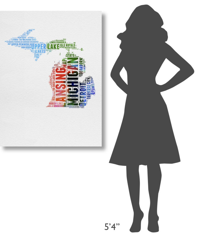 "Michigan Watercolor Word Cloud" Fine Art Print