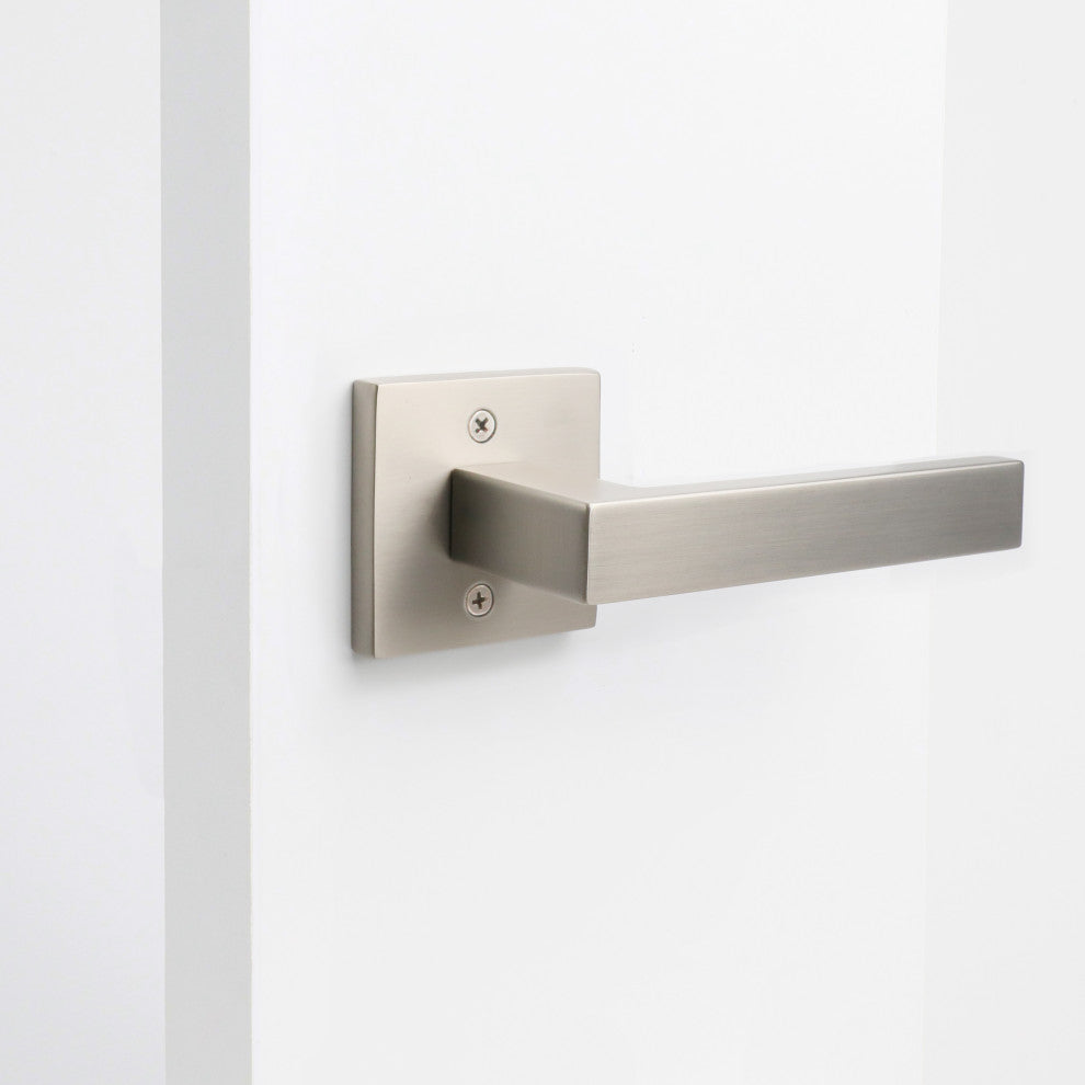 Modern Heavy Duty Designer Interior Door Lever - Allen Collection, Satin Nickel, Double Dummy