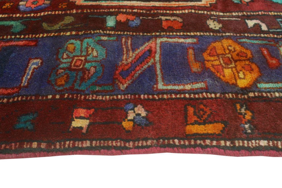 Fine Vintage Distressed Winfred Burgundy/Charcoal Rug, 5'1x8'11