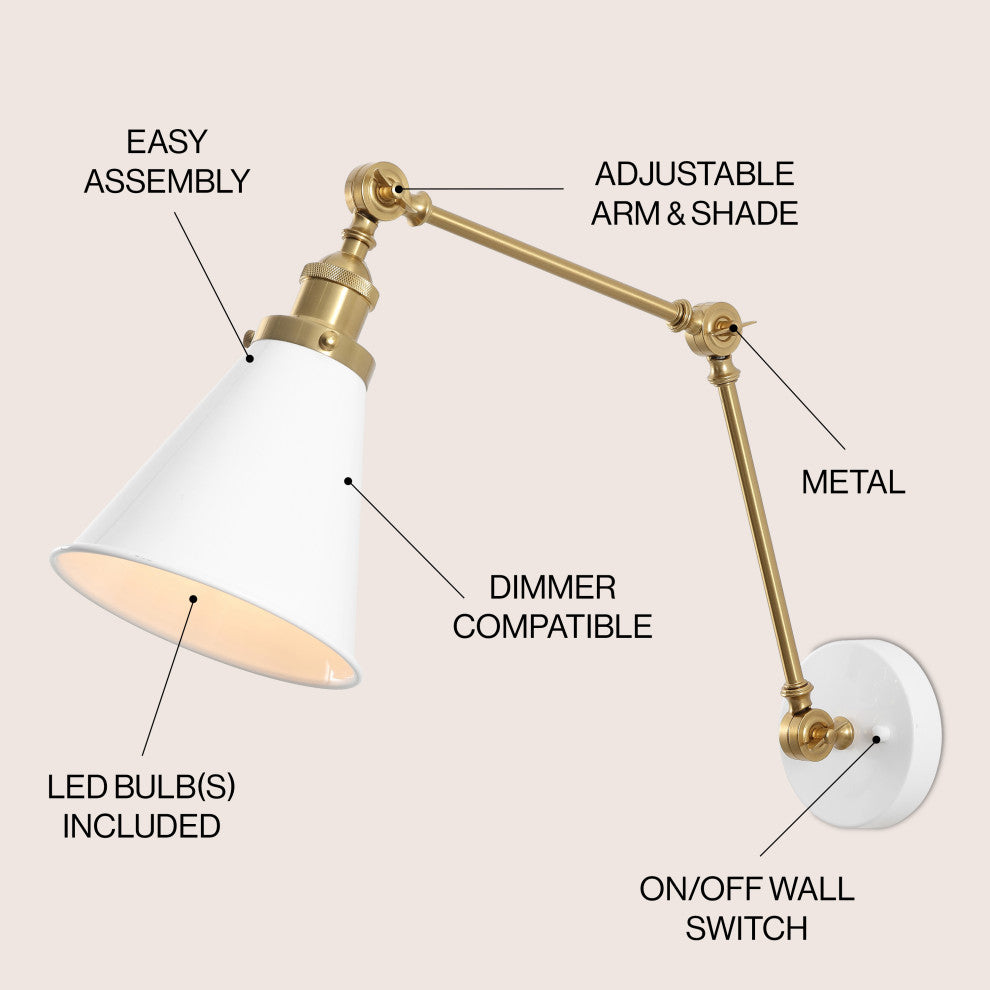 Rover Classic Industrial Metal Adjustable Arm LED Wall Sconce
