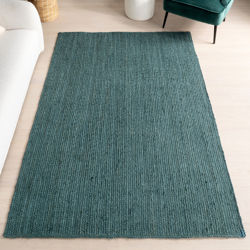 Nuloom Rigo Hand Woven Farmhouse Jute Rug, Hunter Green 8' x 10'