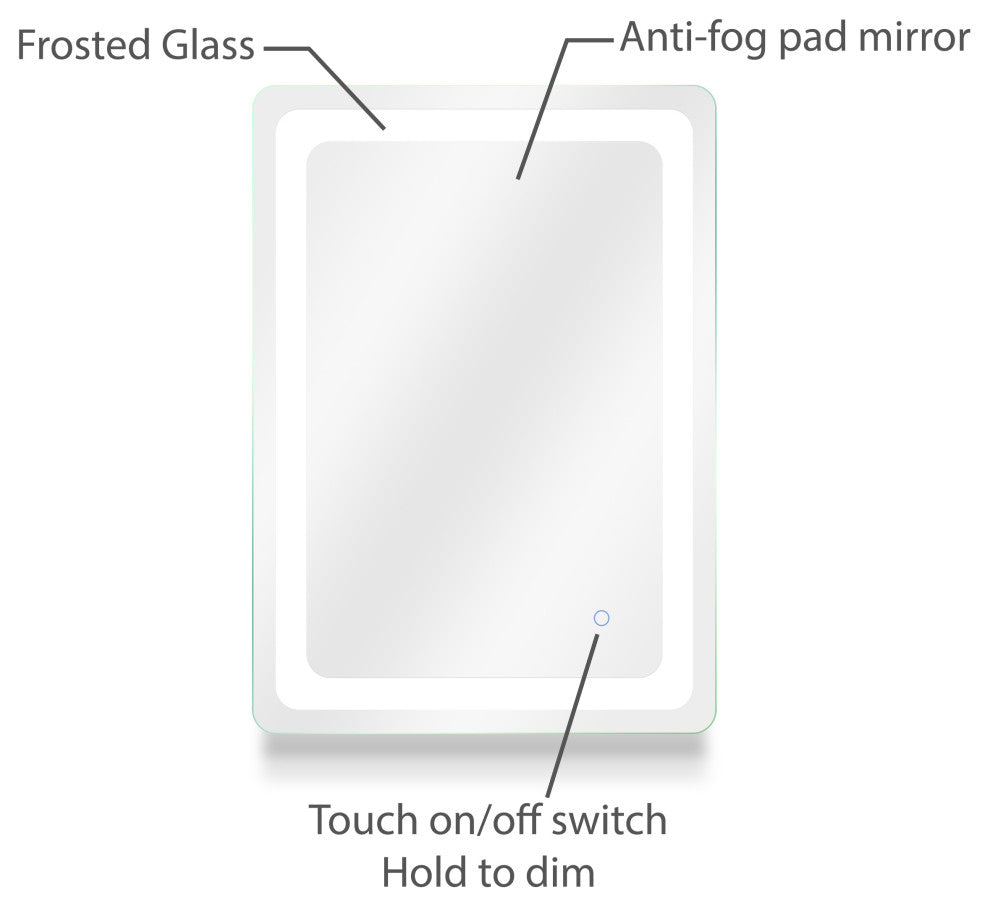 Dyconn Faucet Egret Tri-Color LED Wall Mounted Bathroom Mirror, 24"w X 34"h