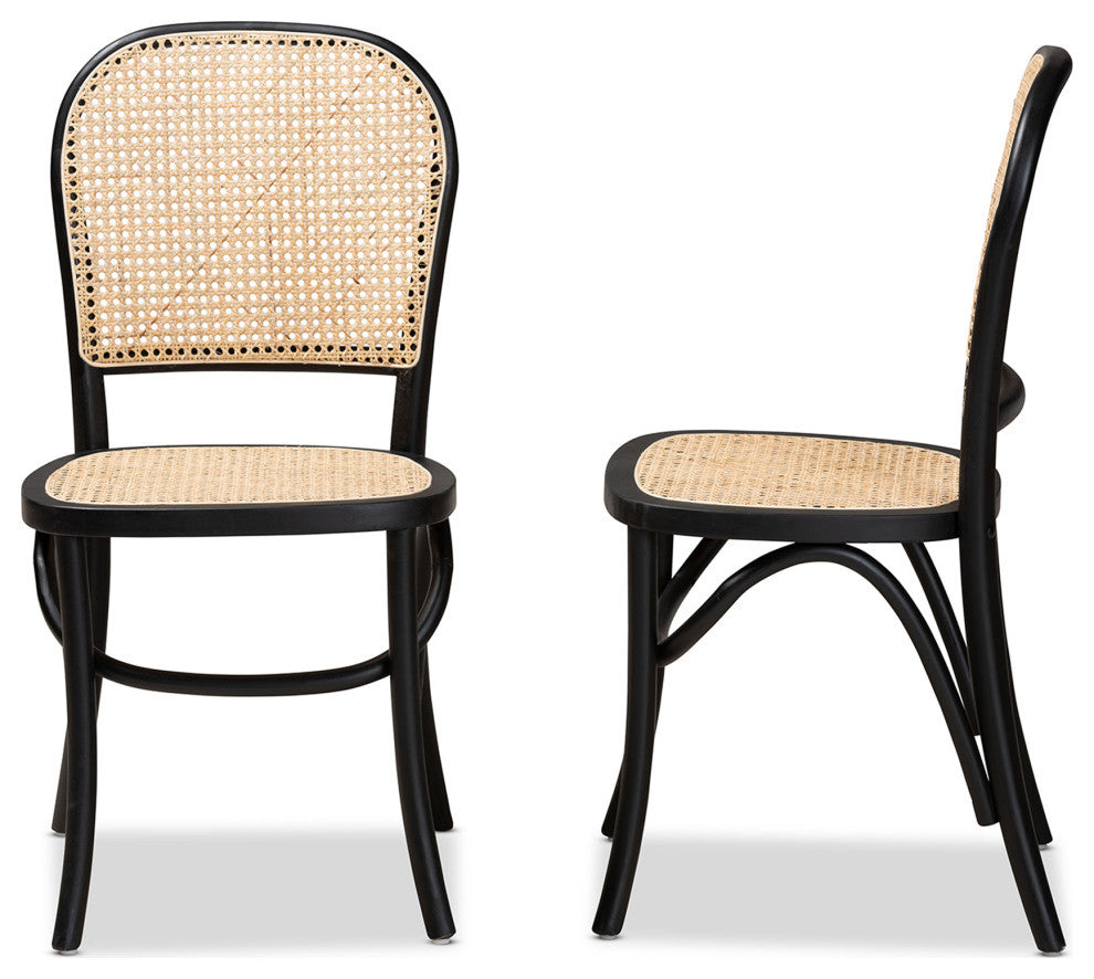 Jolyn Mid-Century 2-Piece Dining Chairs, Black