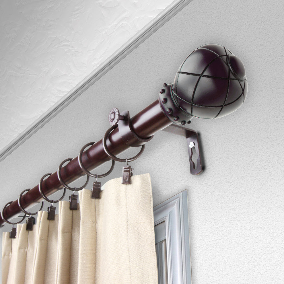 Supreme Curtain Rod, Mahogany, 66-120"