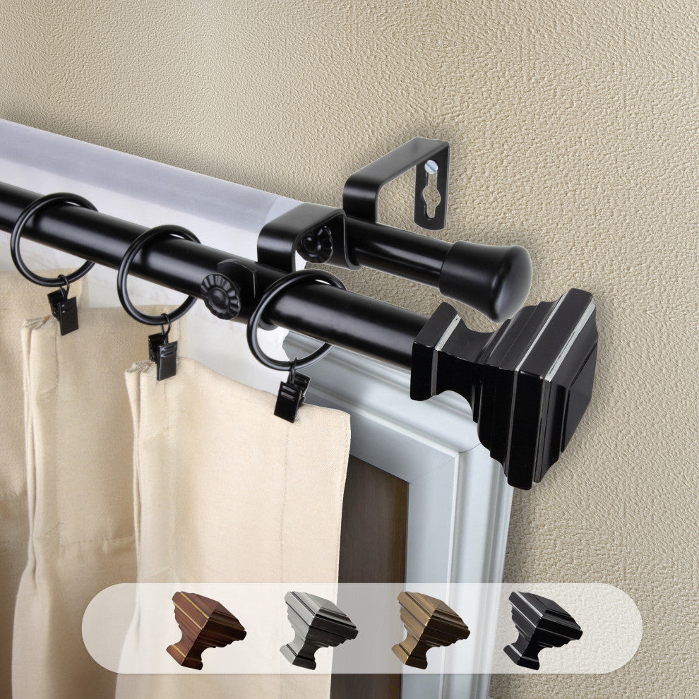 Kira 13/16" Double Curtain Rod Black