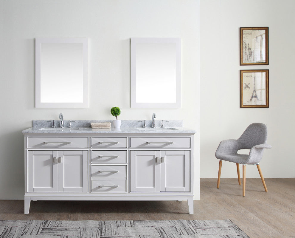 Danny 72" Double Sink Bathroom Vanity Set, White
