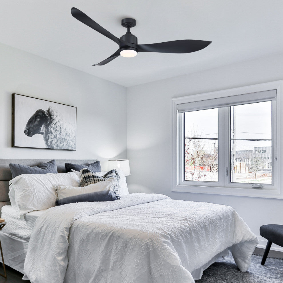 66 in Modern LED Ceiling Fan with 3 Blades and Remote Control, Black