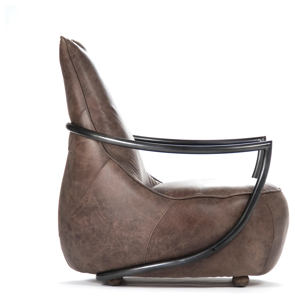 Zak Leisure Chair, Top Grained Brown Leather
