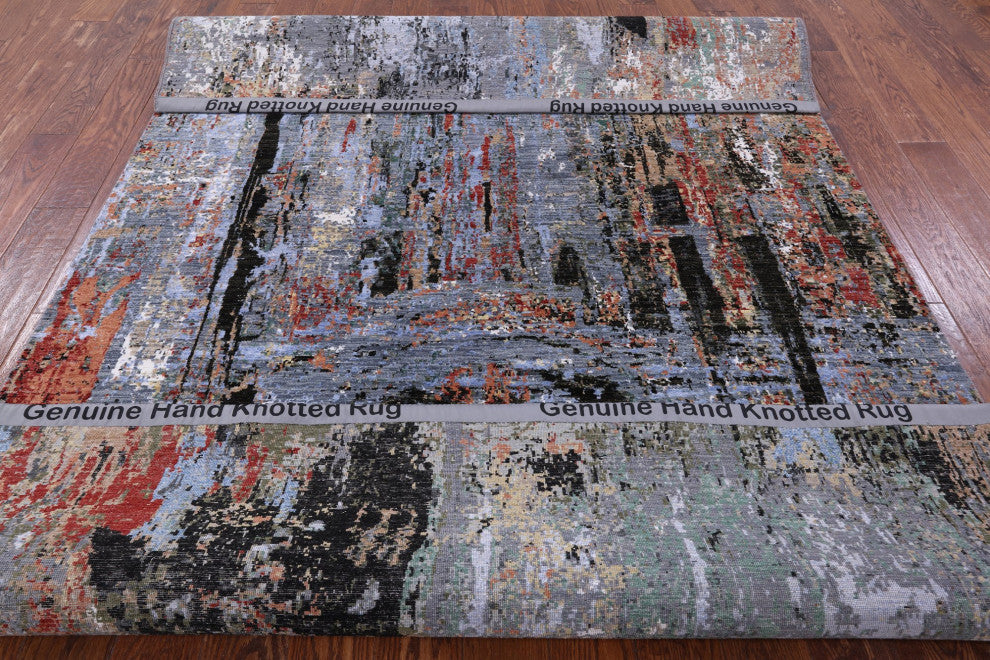6' 1" X 9' 1" Wool and Silk Bridge Design Hand Knotted Rug Q7192