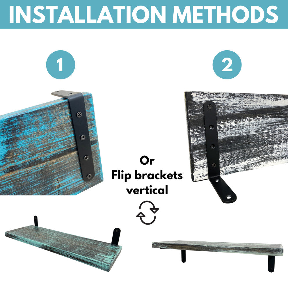 Barn Walls Floating Shelves - Set of 4, Industrial Mix