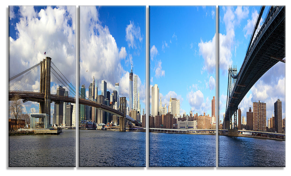 "Bright Manhattan Day Panorama" Canvas Print, 4 Panels