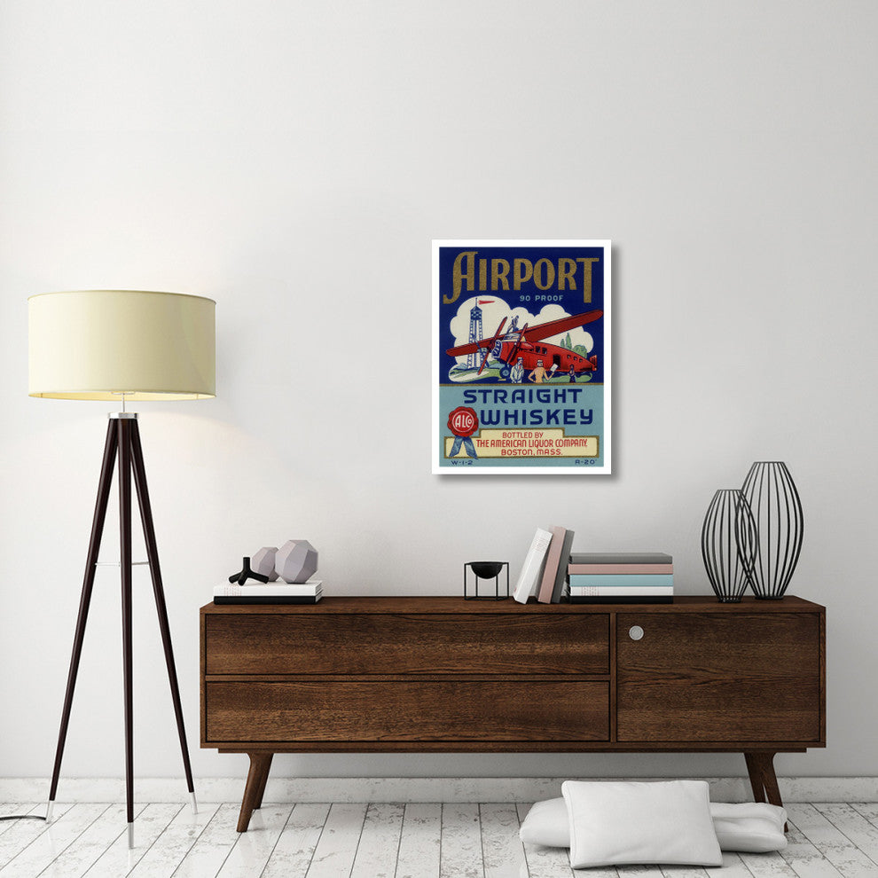 "Airport Straight Whiskey" Digital Paper Print by Vintage Booze Labels, 25"x32"