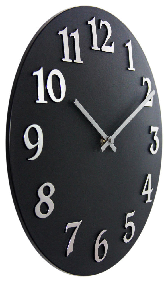 12 inch Modern Wall Clock, Vogue by Infinity Instruments, Black