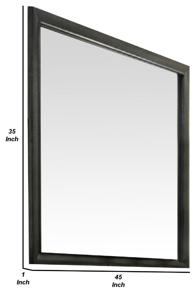 Benzara BM275071 45" Solid Wood Mirror, Portrait Frame, Rectangular, Gray