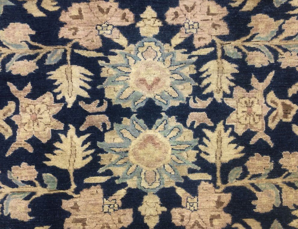 Peshawar Hayes Blue Hand-Knotted Rug, 9'1x12'4