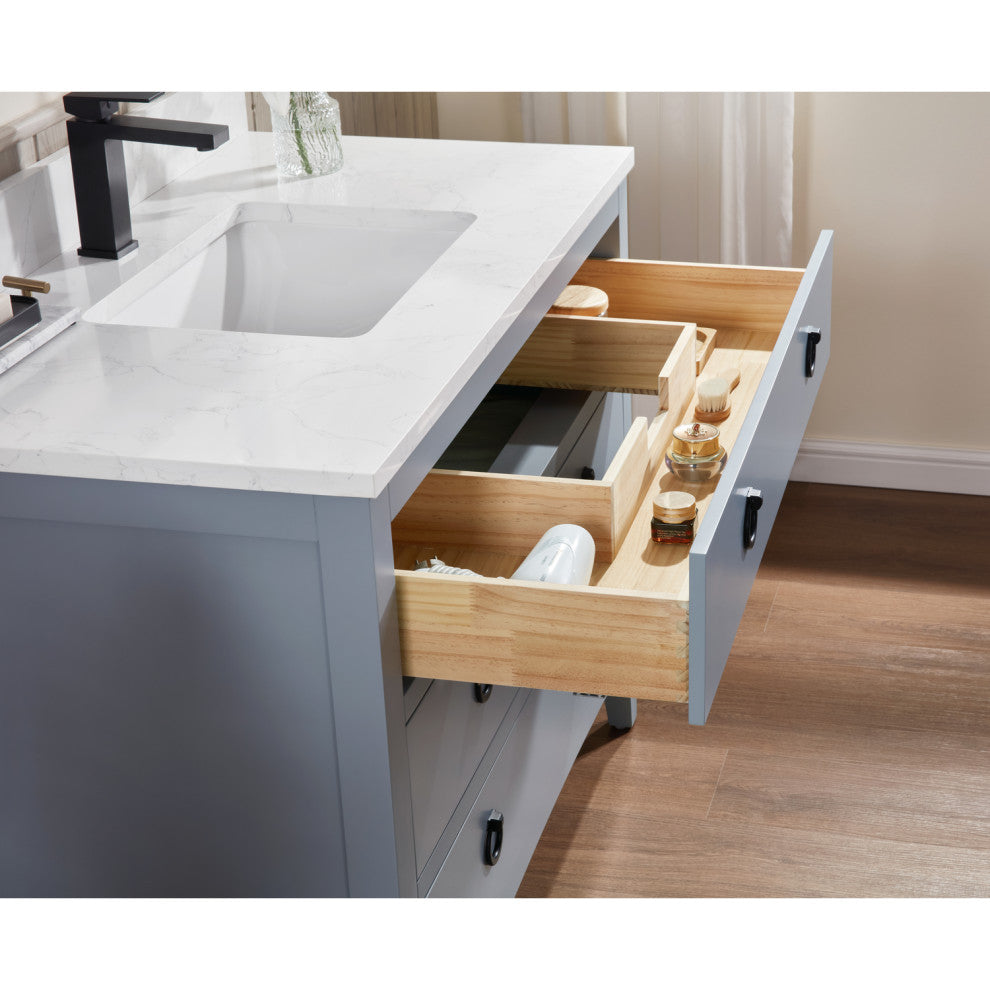 Legion Furniture WS2518 Series Bathroom Sink Vanity, Cadet, 42", Artificial Stone Top, Single Sink