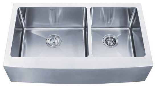 Kraus KHF203-36 36" Farmhouse Double Bowl Stainless Steel Kitchen Sink