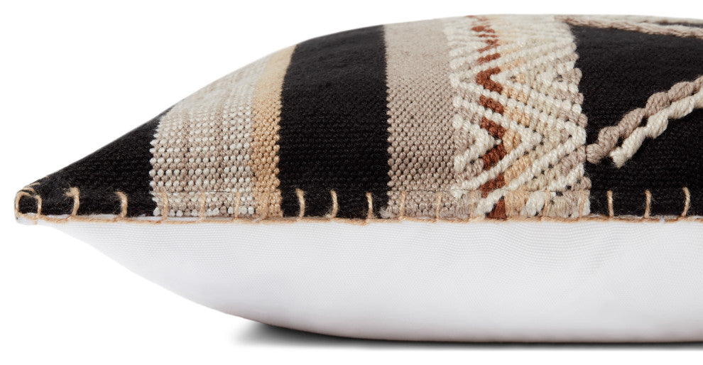 Loloi PLL0060 Black / Multi 22" x 22" Cover Only Pillow