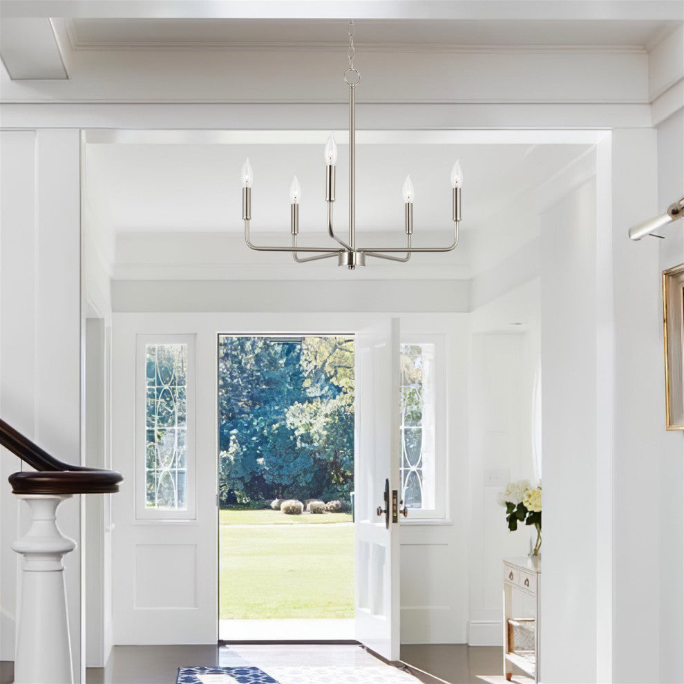 Kira Home Camille 22" Chandelier, Adjustable Hanging Height, Brushed Nickel