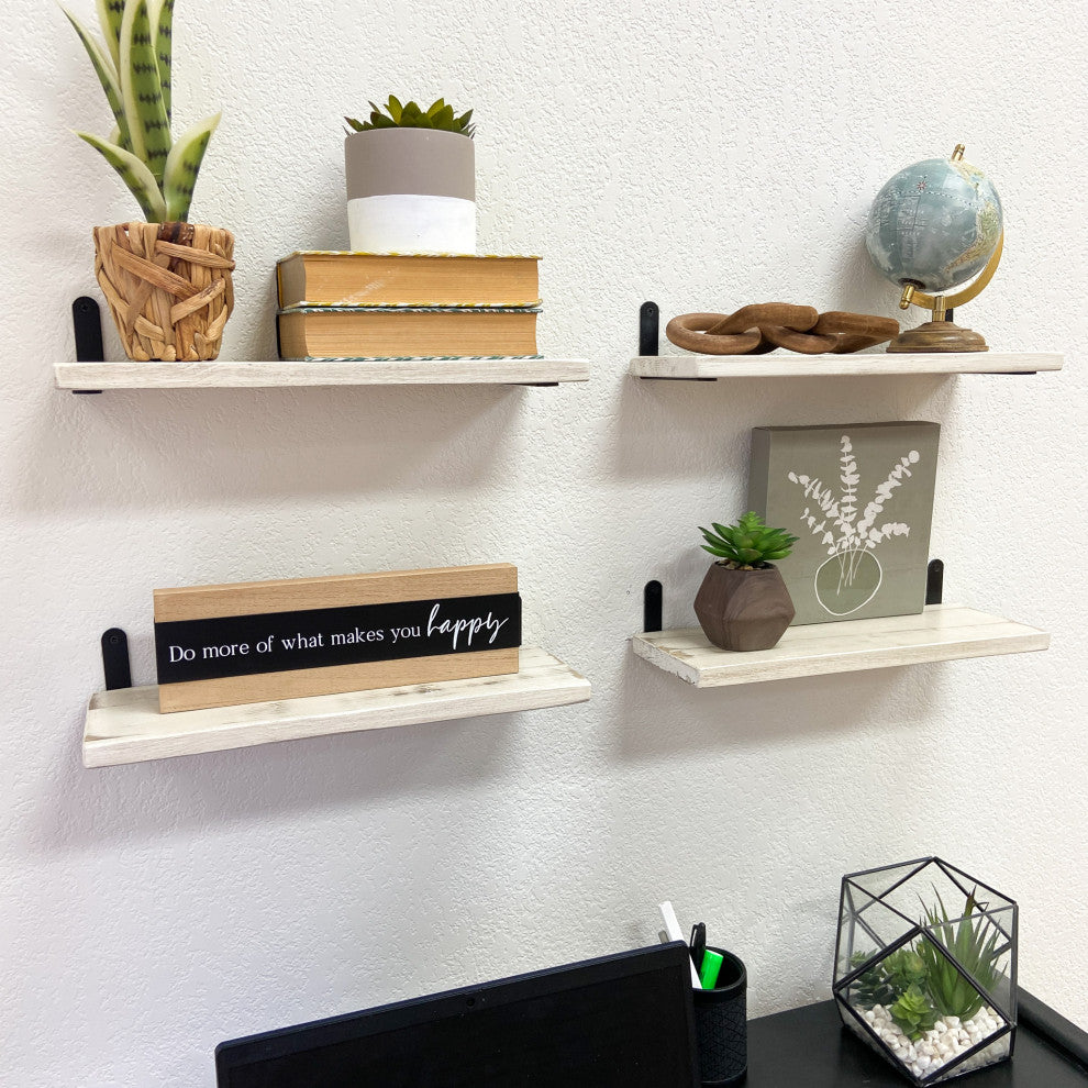 Barn Walls Floating Shelves - Set of 4, Antique White